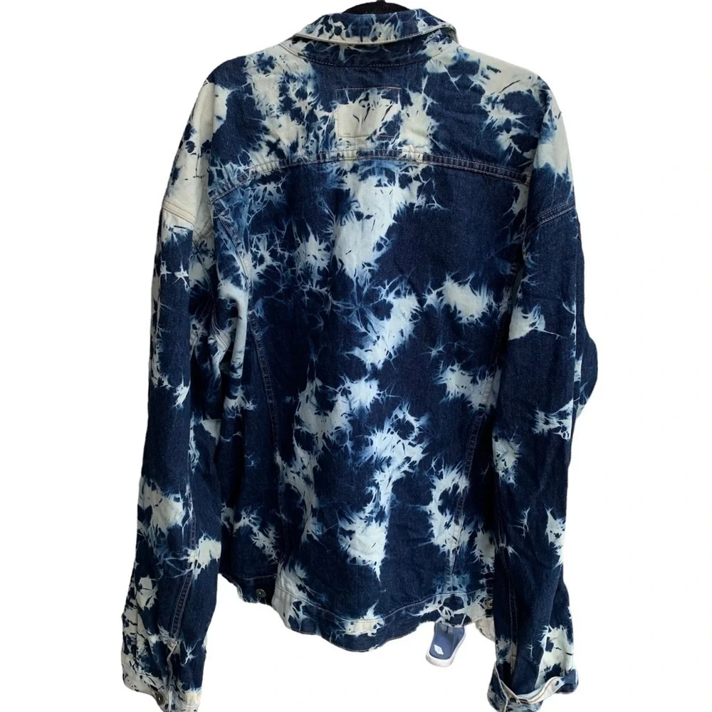 Vintage Guess Blue Jean Denim Jacket Size 4X Tie Dye Acid Wash